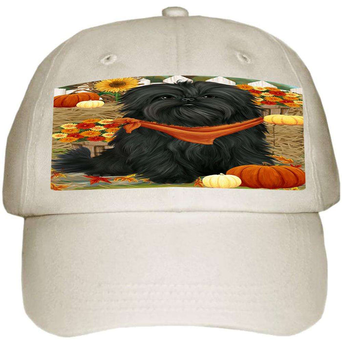 Fall Autumn Greeting Affenpinscher Dog with Pumpkins Ball Hat Cap HAT55698