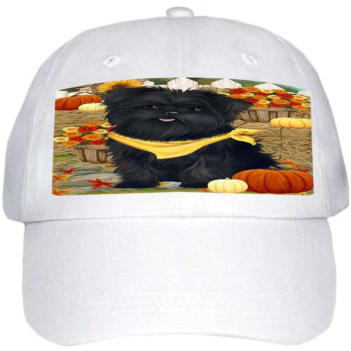 Fall Autumn Greeting Affenpinscher Dog with Pumpkins Ball Hat Cap HAT55701