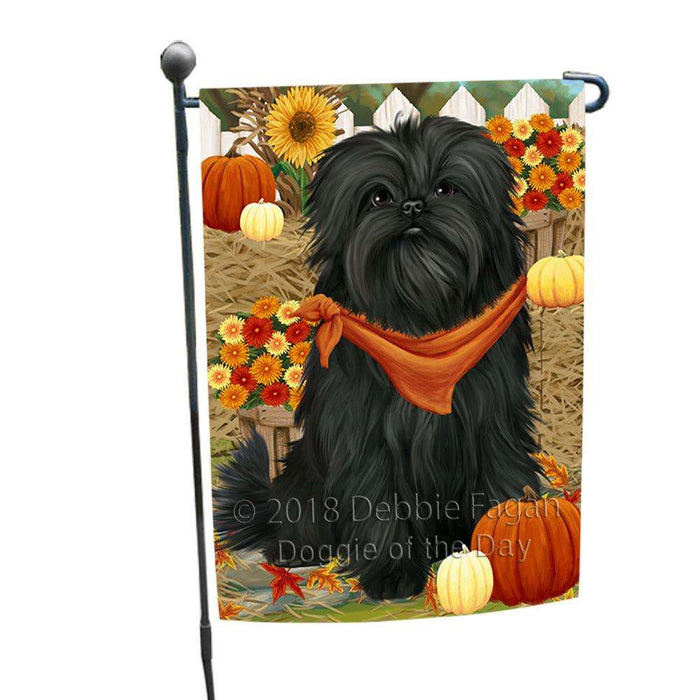 Fall Autumn Greeting Affenpinscher Dog with Pumpkins Garden Flag GFLG0536