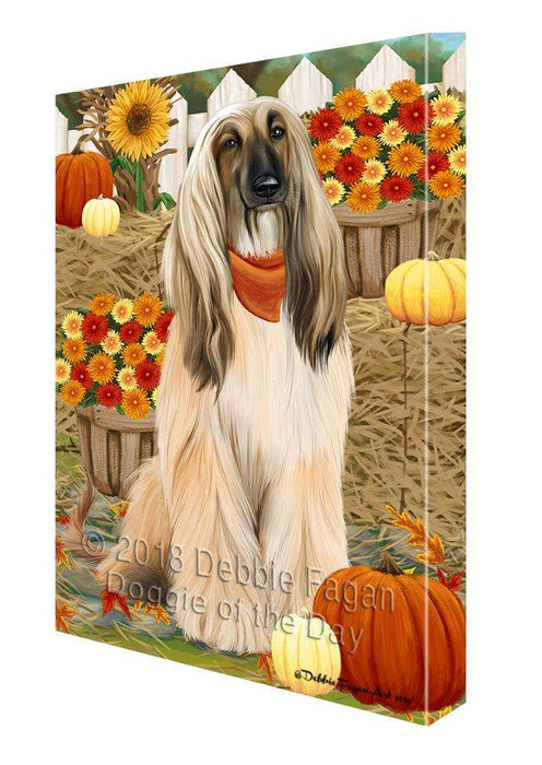Fall Autumn Greeting Afghan Hound Dog with Pumpkins Canvas Print Wall Art Décor CVS87398