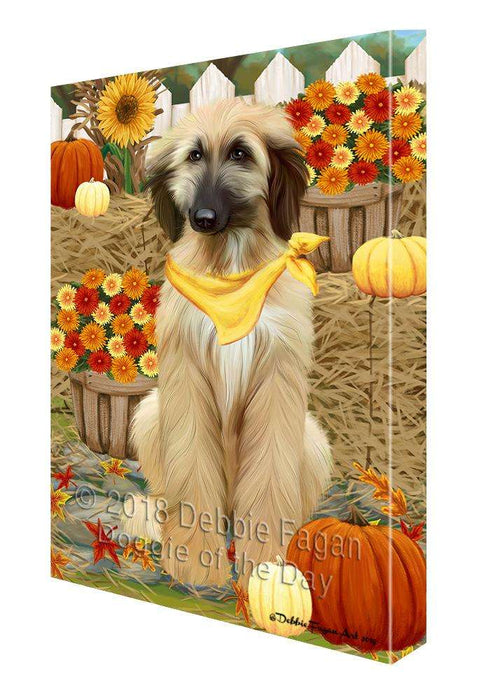 Fall Autumn Greeting Afghan Hound Dog with Pumpkins Canvas Print Wall Art Décor CVS87407
