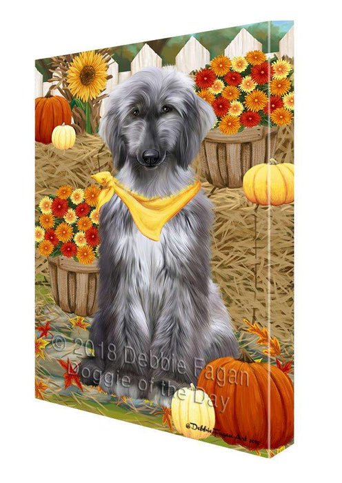 Fall Autumn Greeting Afghan Hound Dog with Pumpkins Canvas Print Wall Art Décor CVS87425
