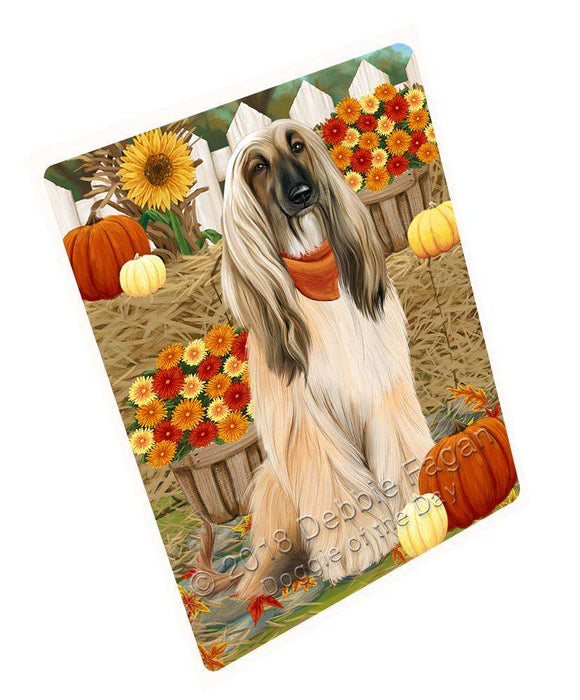 Fall Autumn Greeting Afghan Hound Dog with Pumpkins Cutting Board C60960