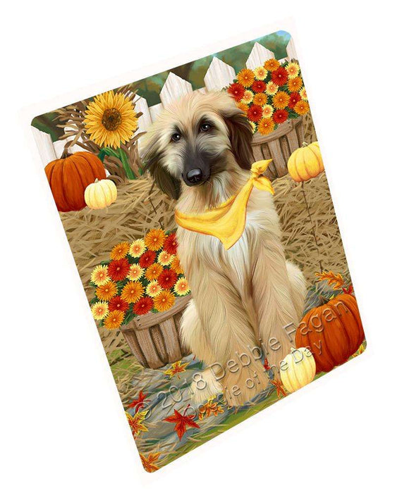 Fall Autumn Greeting Afghan Hound Dog with Pumpkins Cutting Board C60963