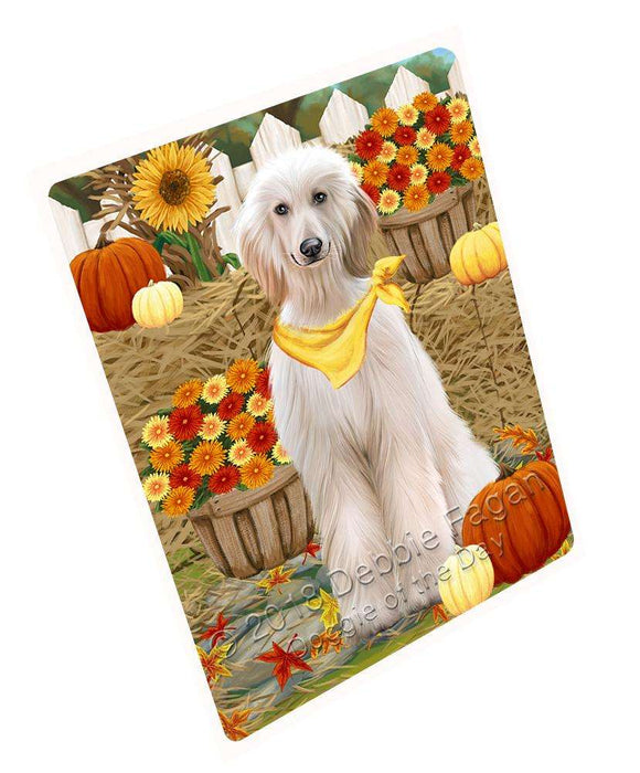 Fall Autumn Greeting Afghan Hound Dog with Pumpkins Cutting Board C60972