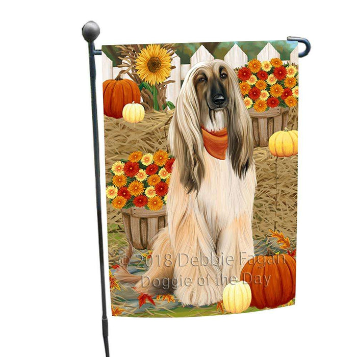 Fall Autumn Greeting Afghan Hound Dog with Pumpkins Garden Flag GFLG52234