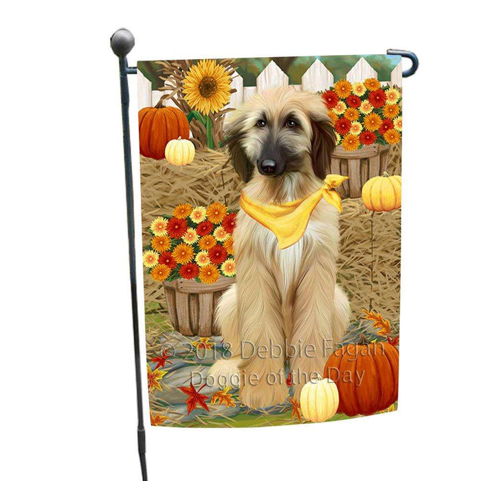 Fall Autumn Greeting Afghan Hound Dog with Pumpkins Garden Flag GFLG52235