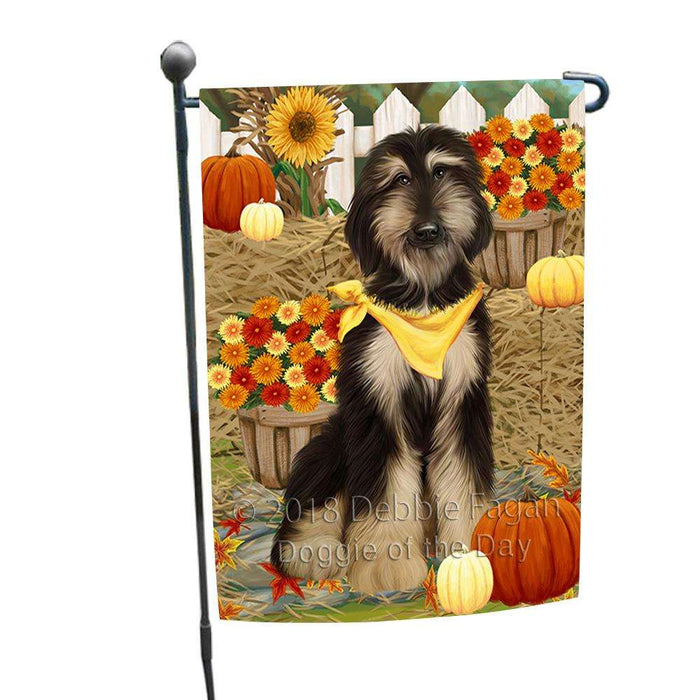 Fall Autumn Greeting Afghan Hound Dog with Pumpkins Garden Flag GFLG52236