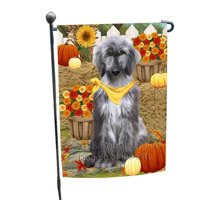 Fall Autumn Greeting Afghan Hound Dog with Pumpkins Garden Flag GFLG52237