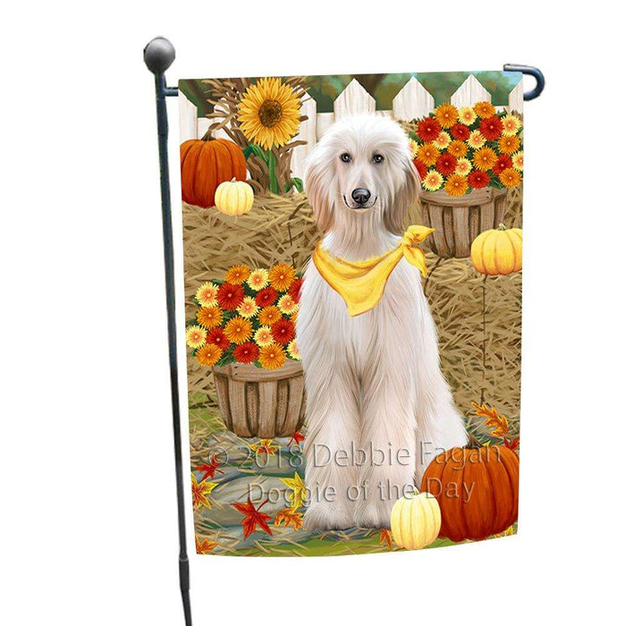 Fall Autumn Greeting Afghan Hound Dog with Pumpkins Garden Flag GFLG52238