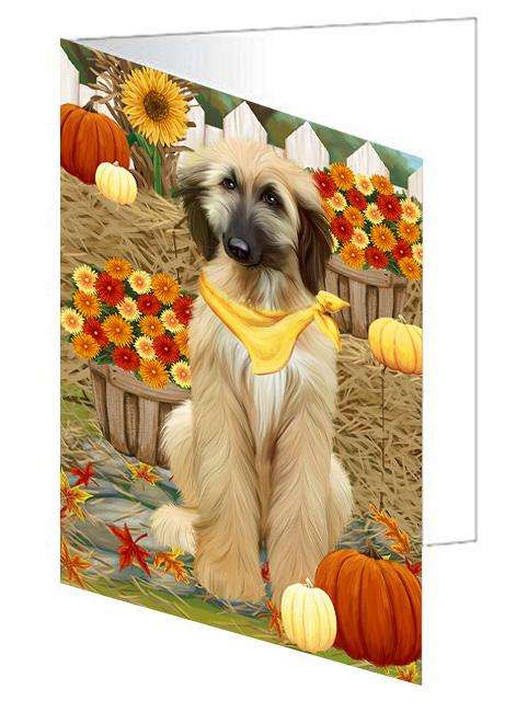 Fall Autumn Greeting Afghan Hound Dog with Pumpkins Handmade Artwork Assorted Pets Greeting Cards and Note Cards with Envelopes for All Occasions and Holiday Seasons GCD60899