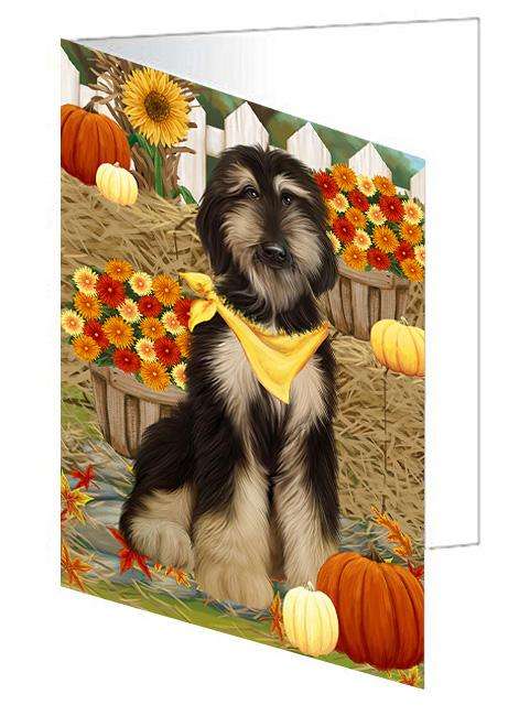 Fall Autumn Greeting Afghan Hound Dog with Pumpkins Handmade Artwork Assorted Pets Greeting Cards and Note Cards with Envelopes for All Occasions and Holiday Seasons GCD60902
