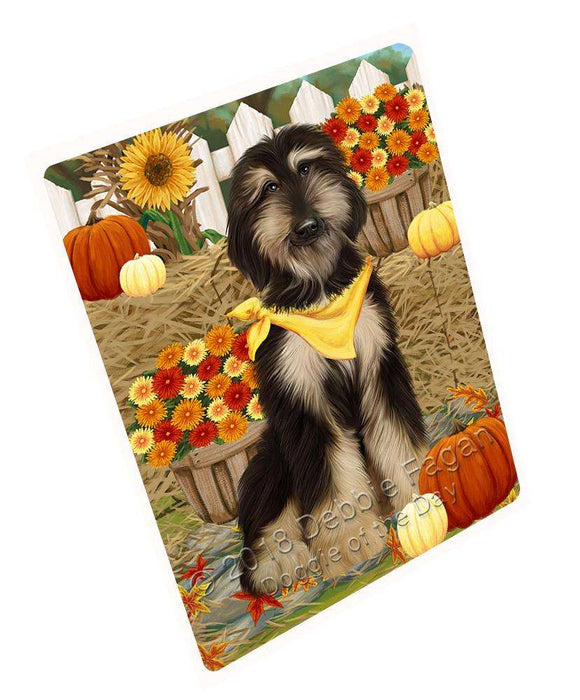 Fall Autumn Greeting Afghan Hound Dog with Pumpkins Large Refrigerator / Dishwasher Magnet RMAG73932