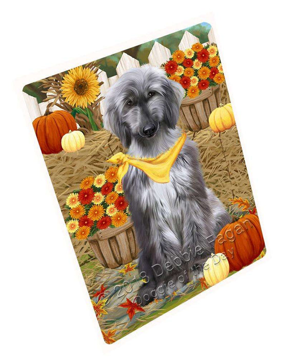 Fall Autumn Greeting Afghan Hound Dog With Pumpkins Magnet Mini (3.5" x 2") MAG60969