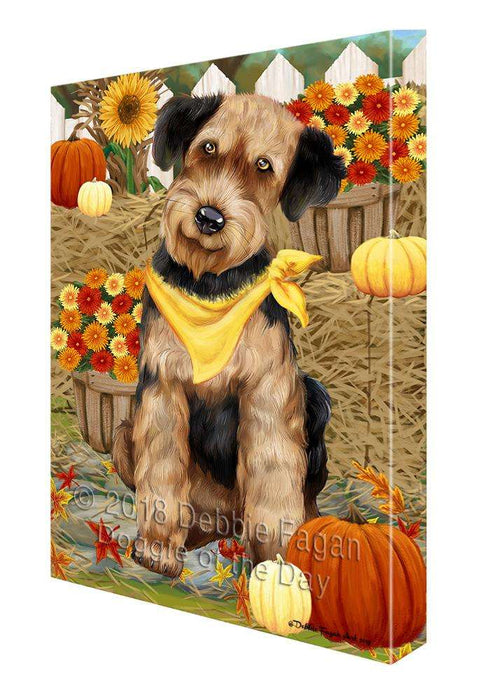 Fall Autumn Greeting Airedale Terrier Dog with Pumpkins Canvas Print Wall Art Décor CVS72143