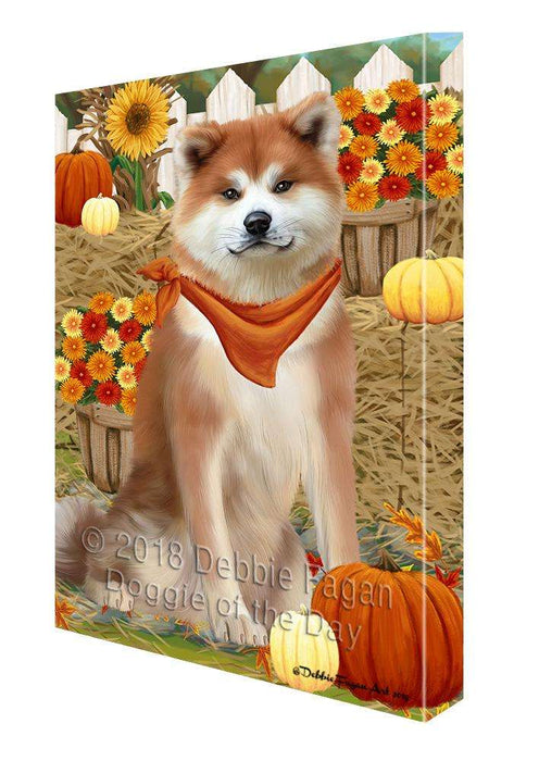 Fall Autumn Greeting Akita Dog with Pumpkins Canvas Print Wall Art Décor CVS87443
