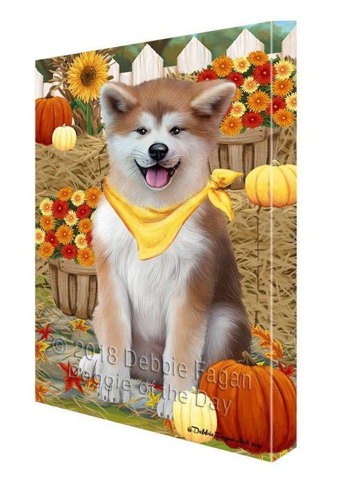 Fall Autumn Greeting Akita Dog with Pumpkins Canvas Print Wall Art Décor CVS87452