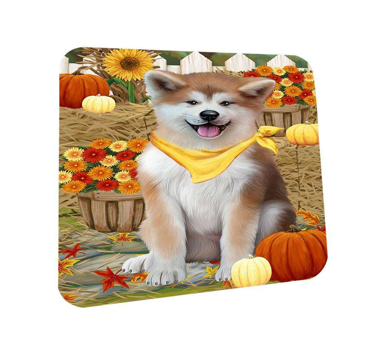 Fall Autumn Greeting Akita Dog with Pumpkins Coasters Set of 4 CST52254