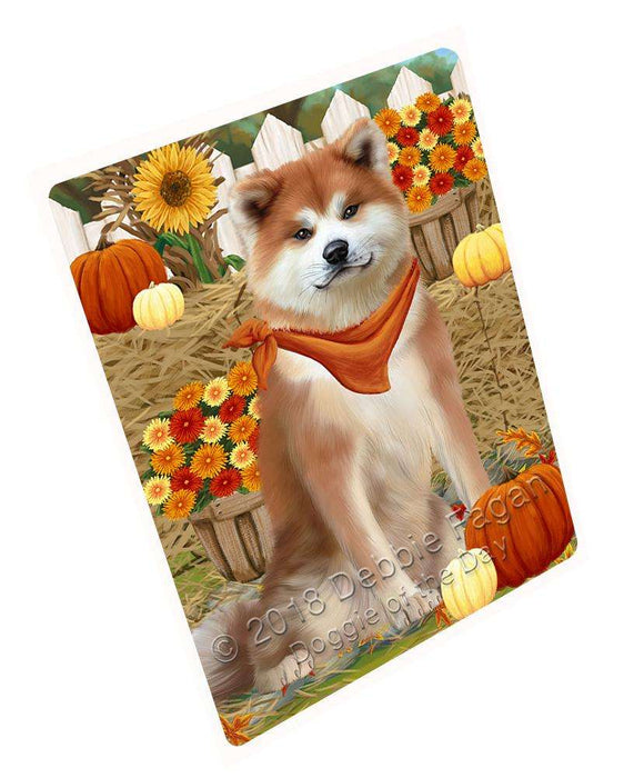 Fall Autumn Greeting Akita Dog with Pumpkins Cutting Board C60975