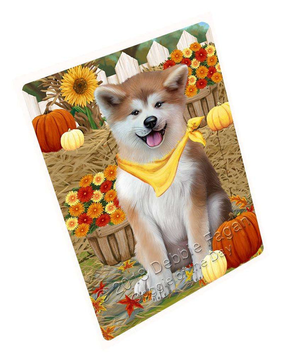 Fall Autumn Greeting Akita Dog with Pumpkins Cutting Board C60978