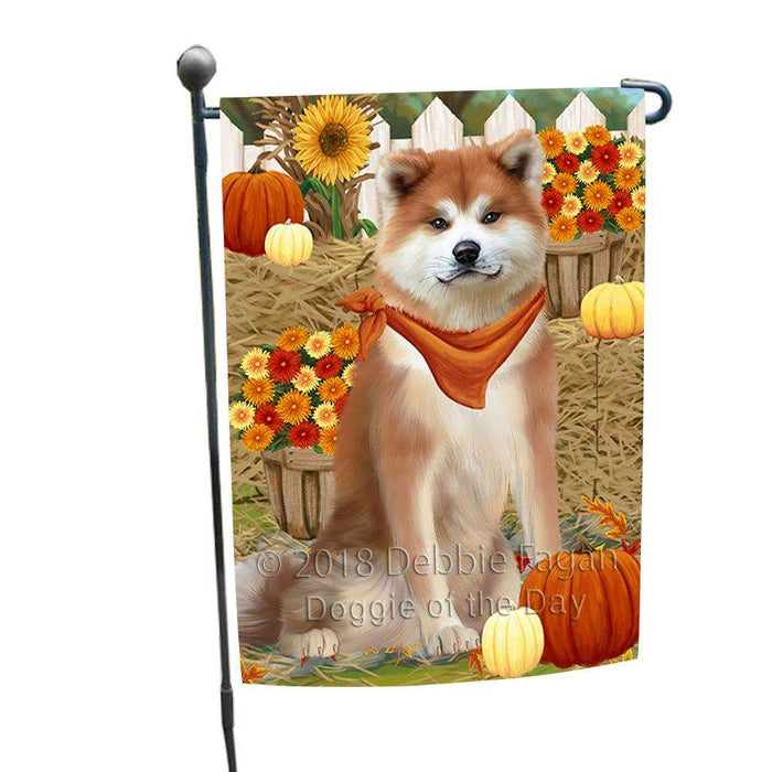 Fall Autumn Greeting Akita Dog with Pumpkins Garden Flag GFLG52239
