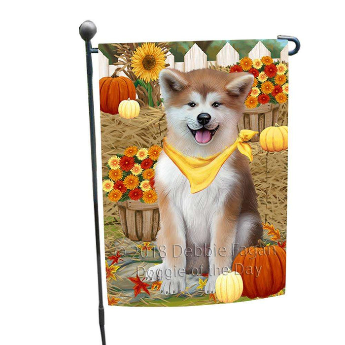 Fall Autumn Greeting Akita Dog with Pumpkins Garden Flag GFLG52240