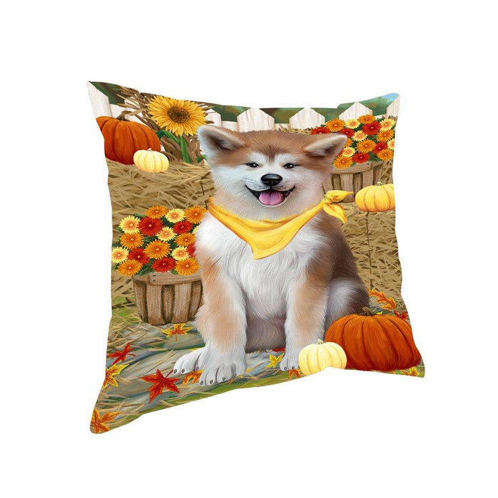 Fall Autumn Greeting Akita Dog with Pumpkins Pillow PIL65336