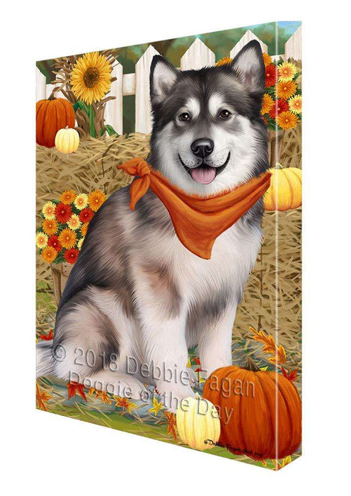 Fall Autumn Greeting Alaskan Malamute Dog with Pumpkins Canvas Print Wall Art Décor CVS72152