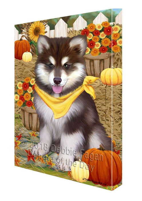 Fall Autumn Greeting Alaskan Malamute Dog with Pumpkins Canvas Print Wall Art Décor CVS72161