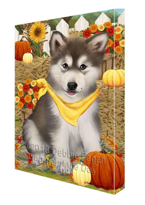 Fall Autumn Greeting Alaskan Malamute Dog with Pumpkins Canvas Print Wall Art Décor CVS72170