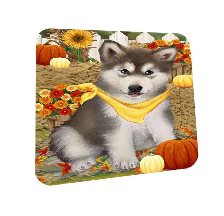 Fall Autumn Greeting Alaskan Malamute Dog with Pumpkins Coasters Set of 4 CST50608