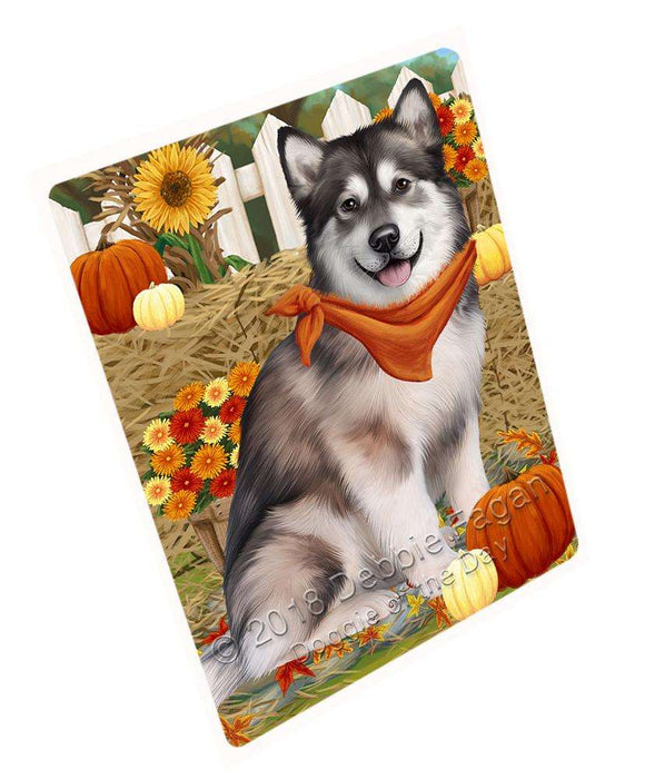 Fall Autumn Greeting Alaskan Malamute Dog with Pumpkins Cutting Board C56001