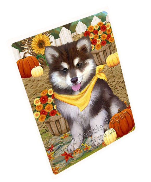 Fall Autumn Greeting Alaskan Malamute Dog with Pumpkins Cutting Board C56004