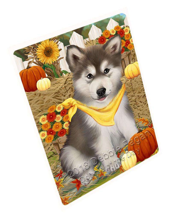 Fall Autumn Greeting Alaskan Malamute Dog with Pumpkins Cutting Board C56007