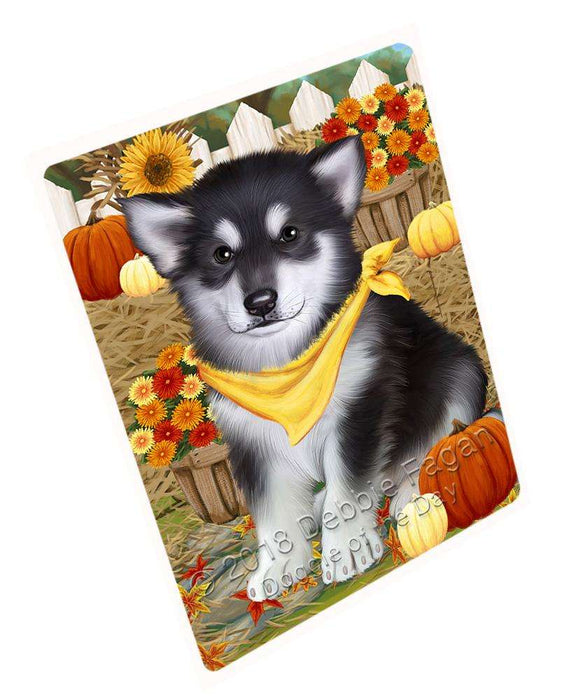 Fall Autumn Greeting Alaskan Malamute Dog with Pumpkins Cutting Board C56010
