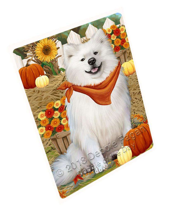 Fall Autumn Greeting American Eskimo Dog with Pumpkins Cutting Board C56013