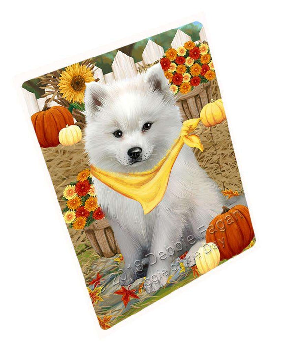 Fall Autumn Greeting American Eskimo Dog with Pumpkins Cutting Board C56016