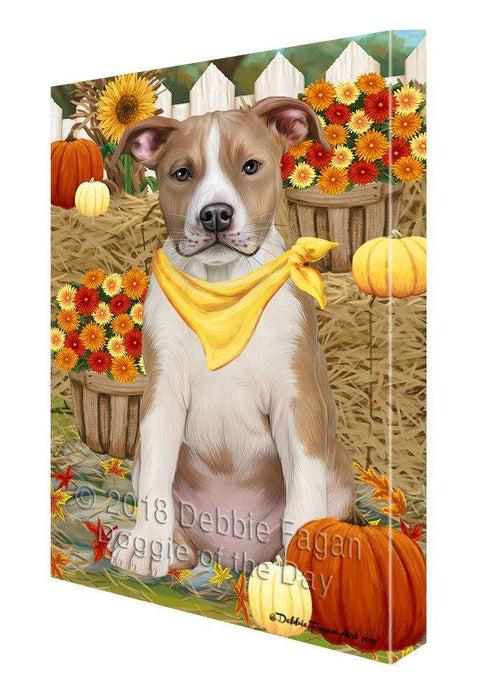 Fall Autumn Greeting American Staffordshire Terrier Dog with Pumpkins Canvas Print Wall Art Décor CVS87470