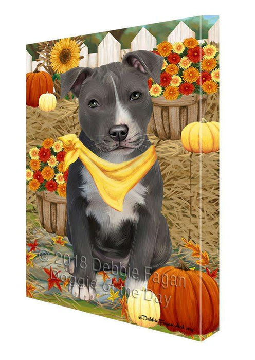 Fall Autumn Greeting American Staffordshire Terrier Dog with Pumpkins Canvas Print Wall Art Décor CVS87488