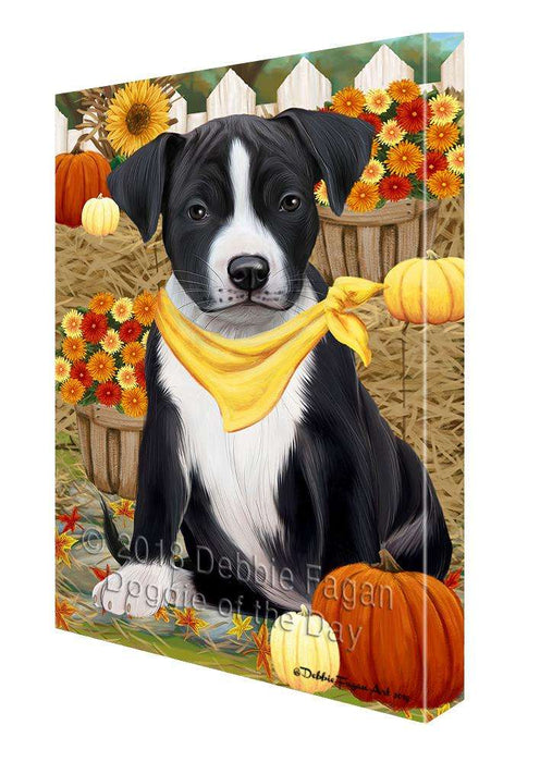 Fall Autumn Greeting American Staffordshire Terrier Dog with Pumpkins Canvas Print Wall Art Décor CVS87497