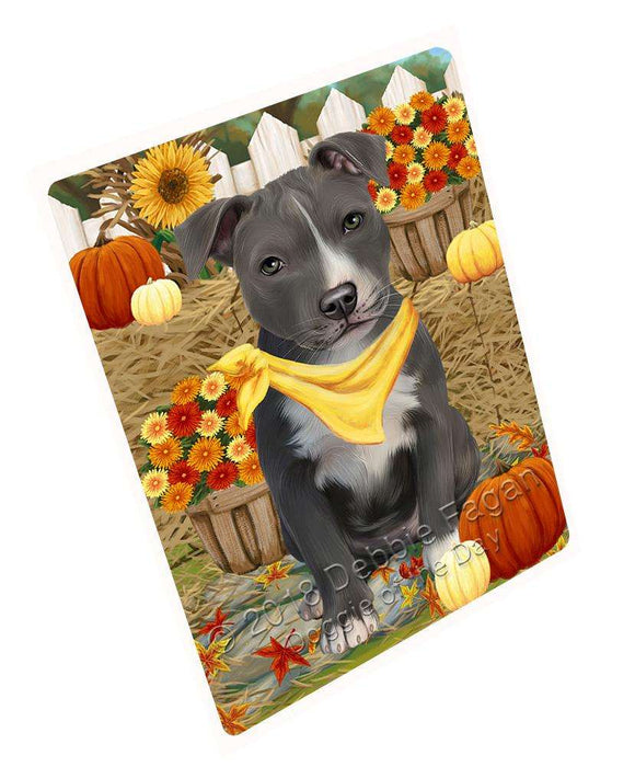 Fall Autumn Greeting American Staffordshire Terrier Dog with Pumpkins Large Refrigerator / Dishwasher Magnet RMAG73980