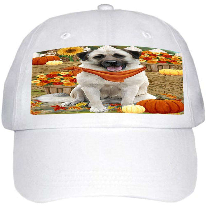 Fall Autumn Greeting Anatolian Shepherd Dog with Pumpkins Ball Hat Cap HAT55728