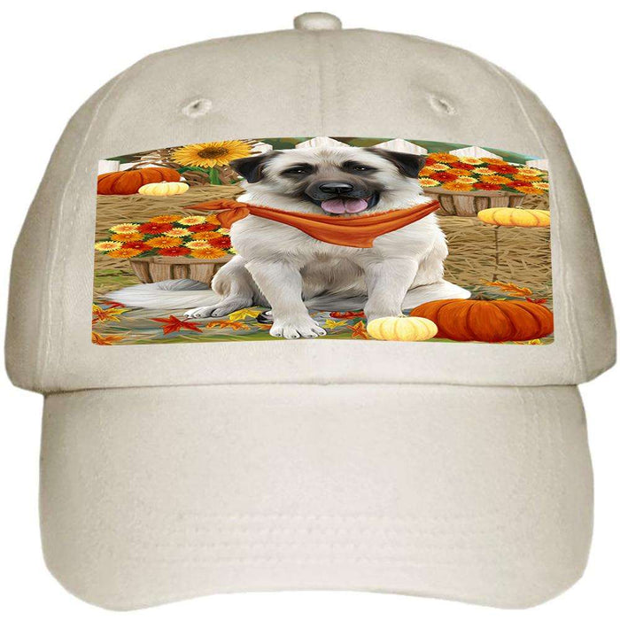 Fall Autumn Greeting Anatolian Shepherd Dog with Pumpkins Ball Hat Cap HAT55728