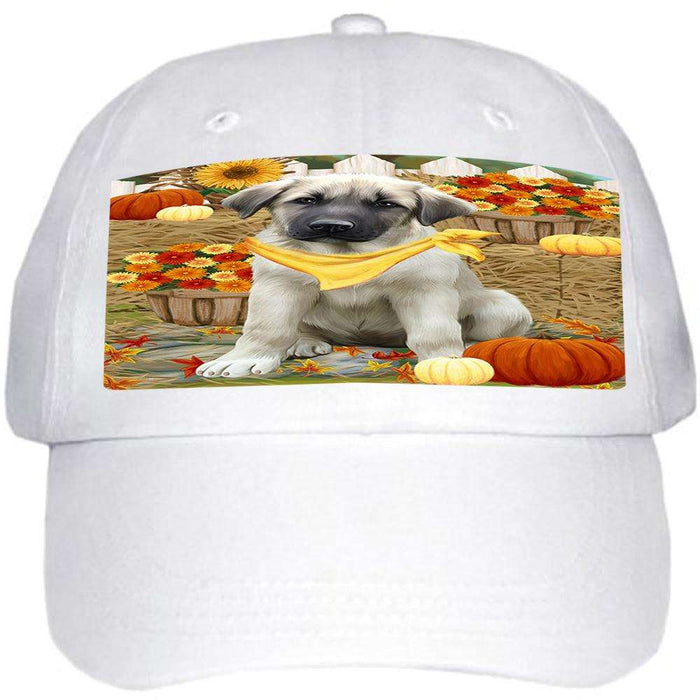 Fall Autumn Greeting Anatolian Shepherd Dog with Pumpkins Ball Hat Cap HAT55731