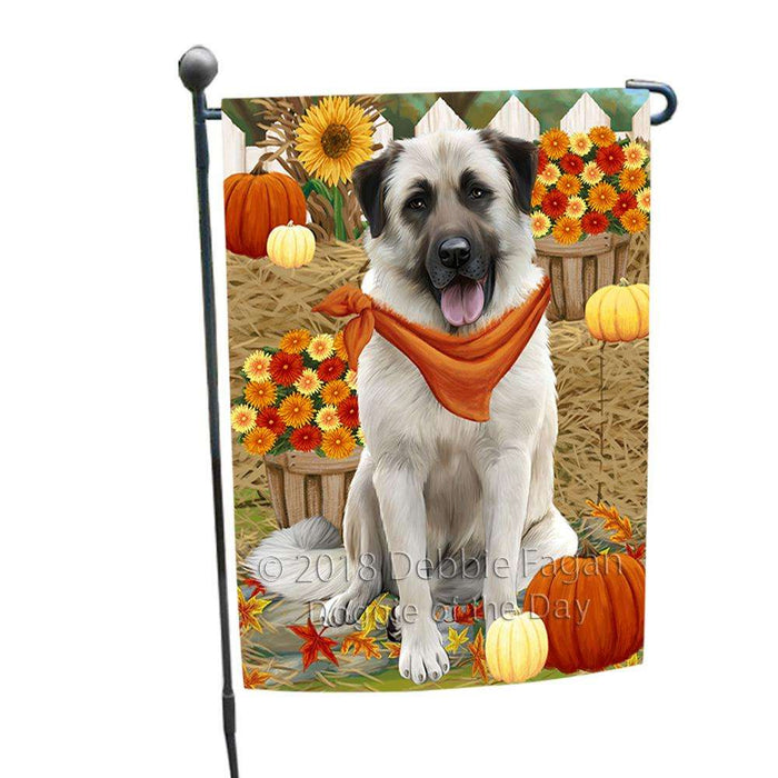 Fall Autumn Greeting Anatolian Shepherd Dog with Pumpkins Garden Flag GFLG0546