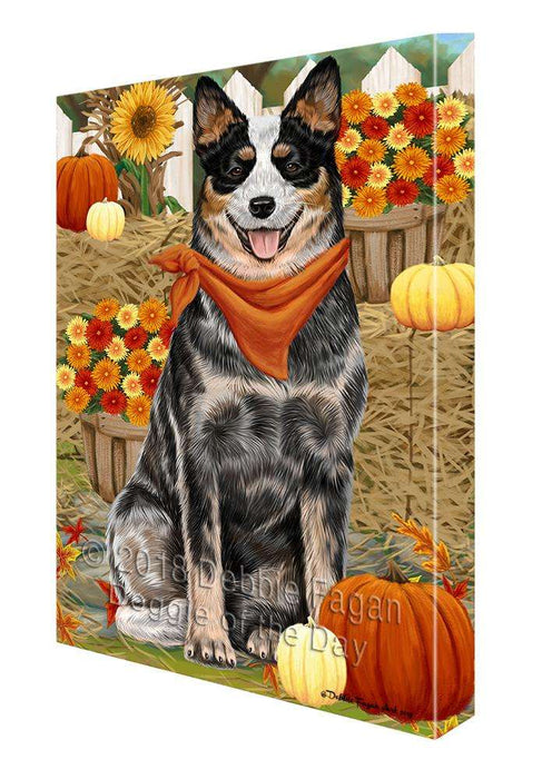 Fall Autumn Greeting Australian Cattle Dog with Pumpkins Canvas Print Wall Art Décor CVS72224