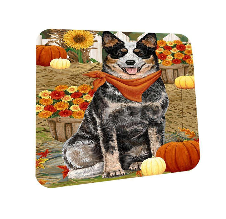Fall Autumn Greeting Australian Cattle Dog with Pumpkins Coasters Set of 4 CST50614