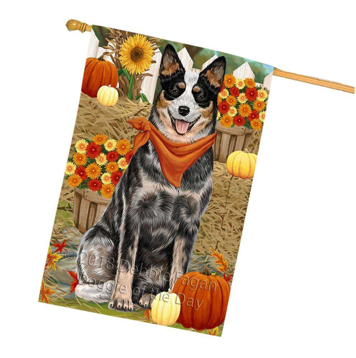 Fall Autumn Greeting Australian Cattle Dog with Pumpkins House Flag FLG50684