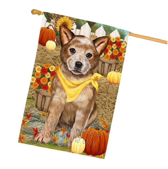 Fall Autumn Greeting Australian Cattle Dog with Pumpkins House Flag FLG50685