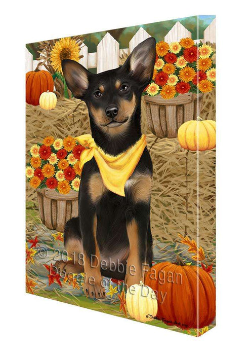 Fall Autumn Greeting Australian Kelpie Dog with Pumpkins Canvas Print Wall Art Décor CVS72260
